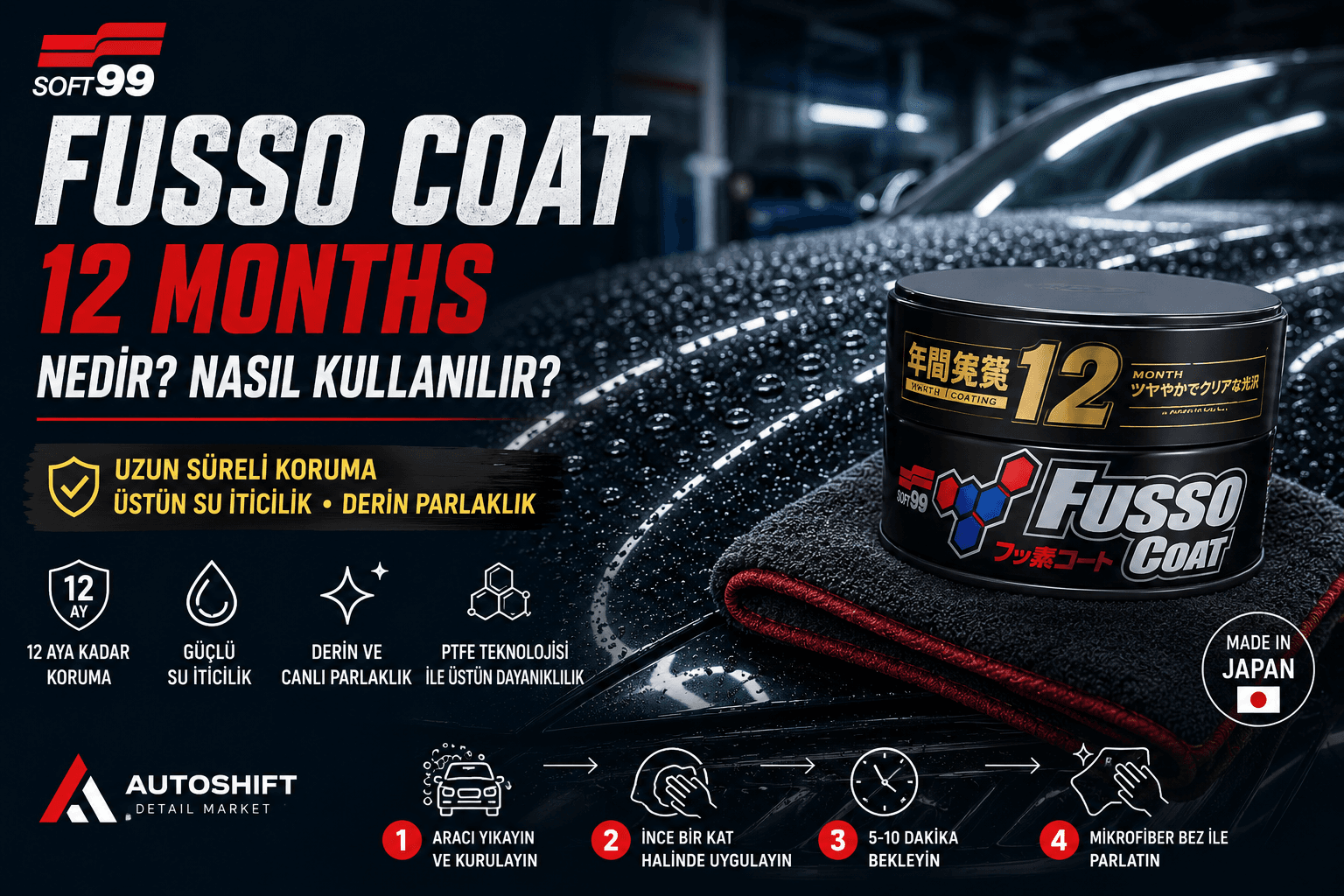Soft99 Fusso Coat 12 Months Nedir? Nasıl Kullanılır? Uzun Ömürlü Wax Rehberi
