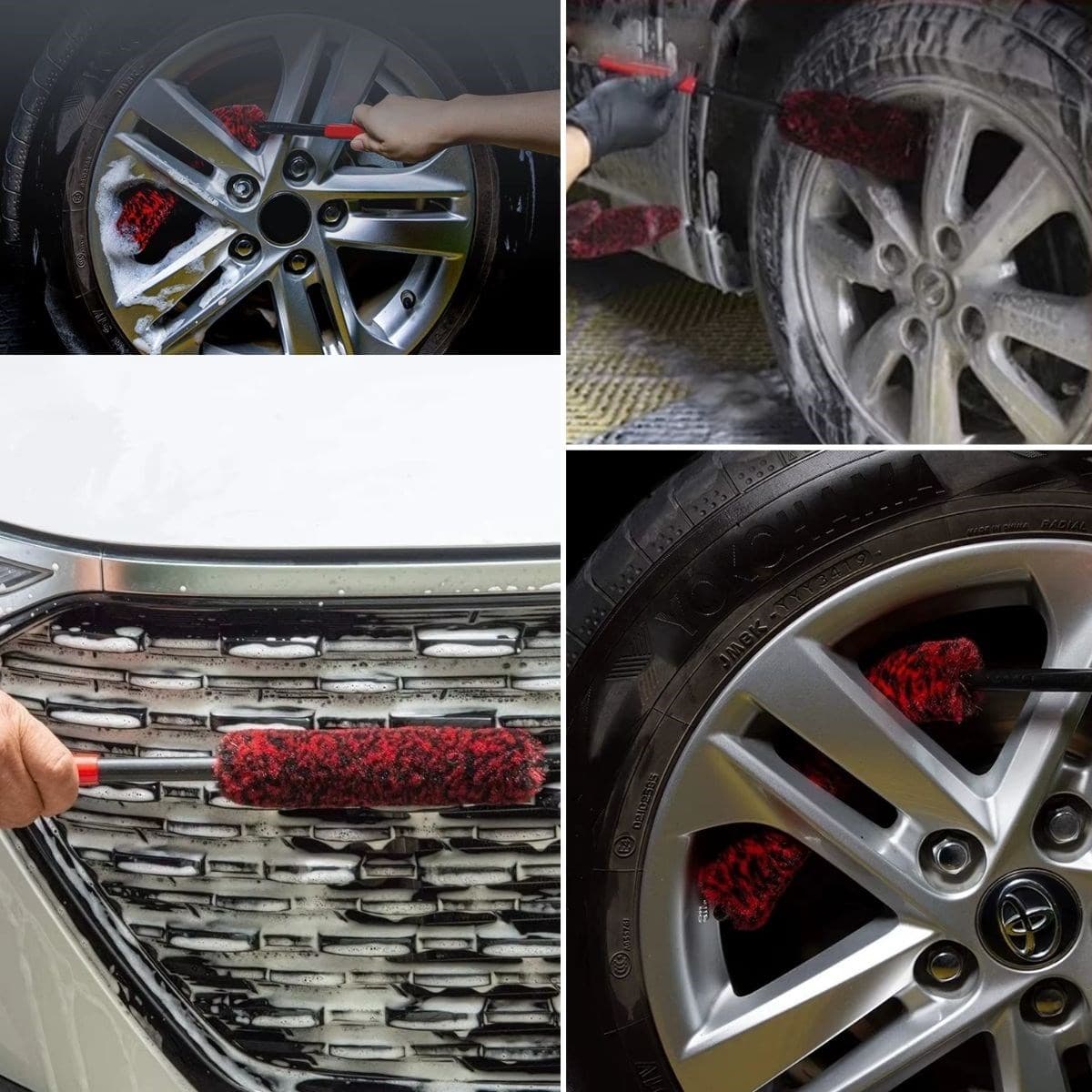 3'lü Bükülebilen Yumuşak Oto Jant, Temizleme Fırçası - Görsel 2