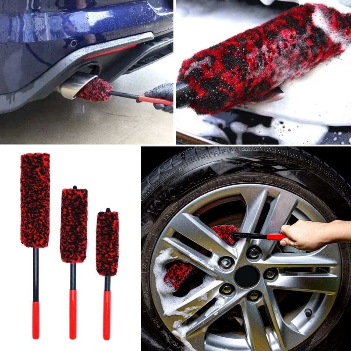 Autoshift 3'lü Bükülebilen Yumuşak Oto Jant, Temizleme Fırçası - Autoshift