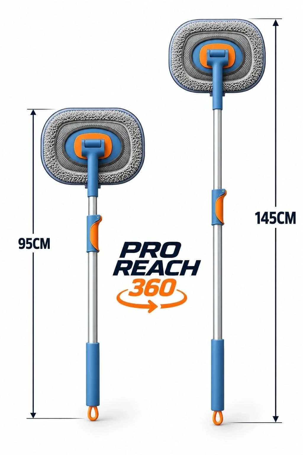 Klarzen Pro Reach 360° Teleskopik Mikrofiber Araç Yıkama Mopu - Görsel 2
