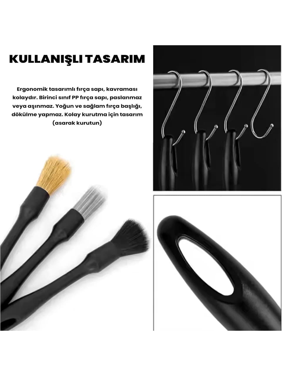 3'lü Detay Fırça Seti Yumuşak, Orta, Sert Uçlu  - Görsel 3