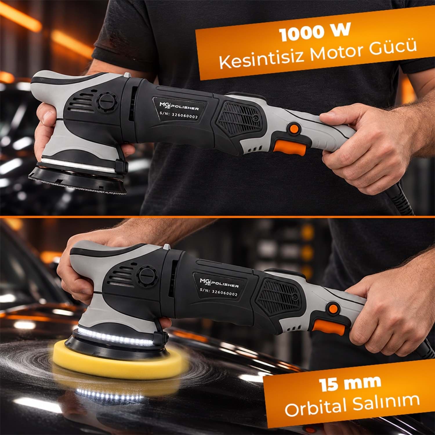 MG PS OPV001 Orbital Polisaj Makinesi 125mm 1000W | 15mm Eksantrik Salınım & Dijital LED Ekran - Görsel 3