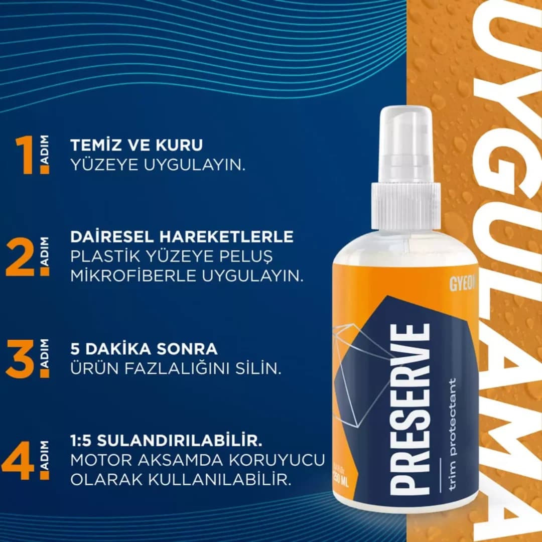 GYEON Q²M Preserve İç Dış Plastik Trim Yenileyici Ve Koruyucu – 250 ml -Mat Görünüm Plastik Onarıcı - Görsel 2