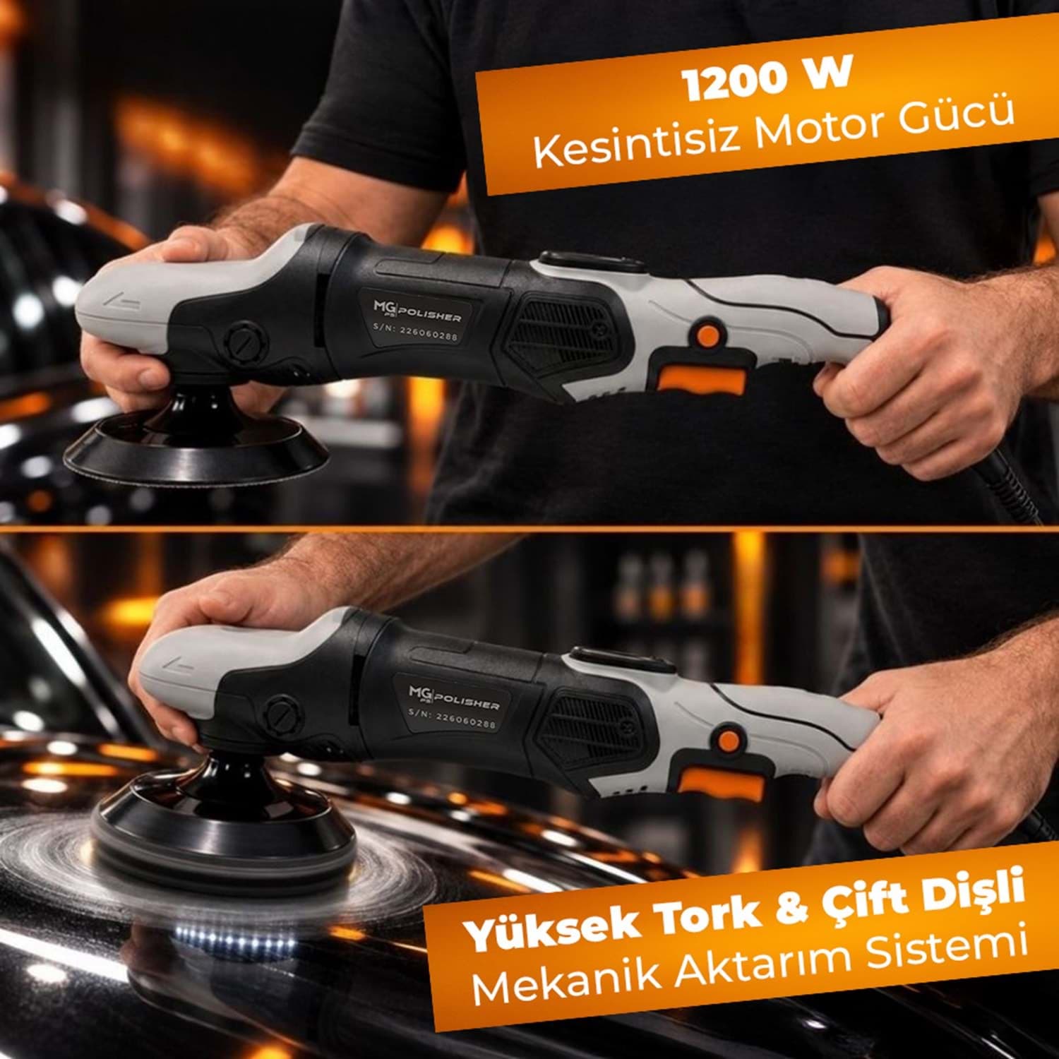 MG PS RPV002 Yüksek Torklu Rotary Polisaj Makinesi 1200W | Dijital LED Ekran Profesyonel Pasta Cila - Görsel 3