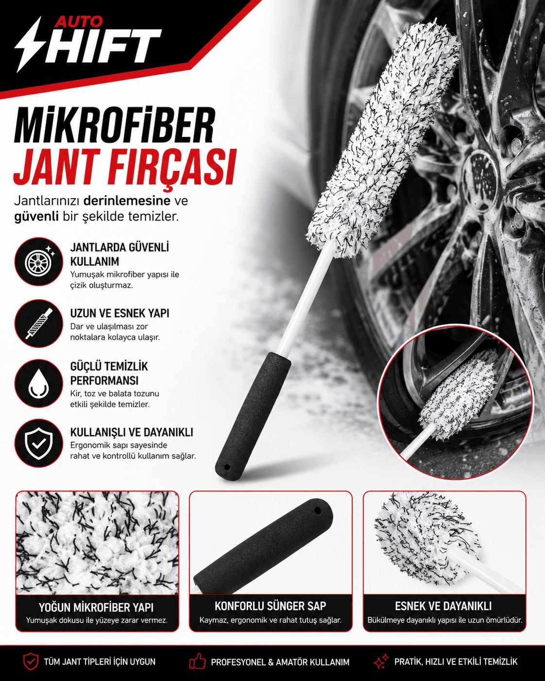 Autoshift Mikrofiber Jant Fırçası