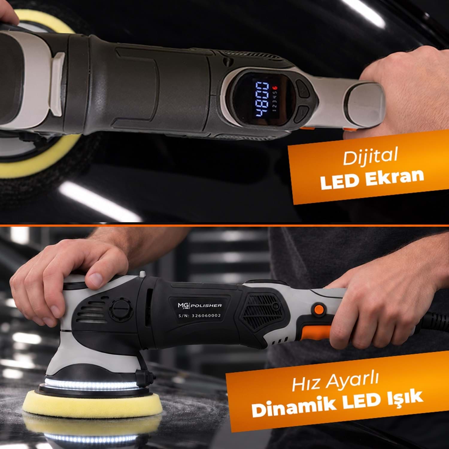 MG PS OPV001 Orbital Polisaj Makinesi 125mm 1000W | 15mm Eksantrik Salınım & Dijital LED Ekran - Görsel 5