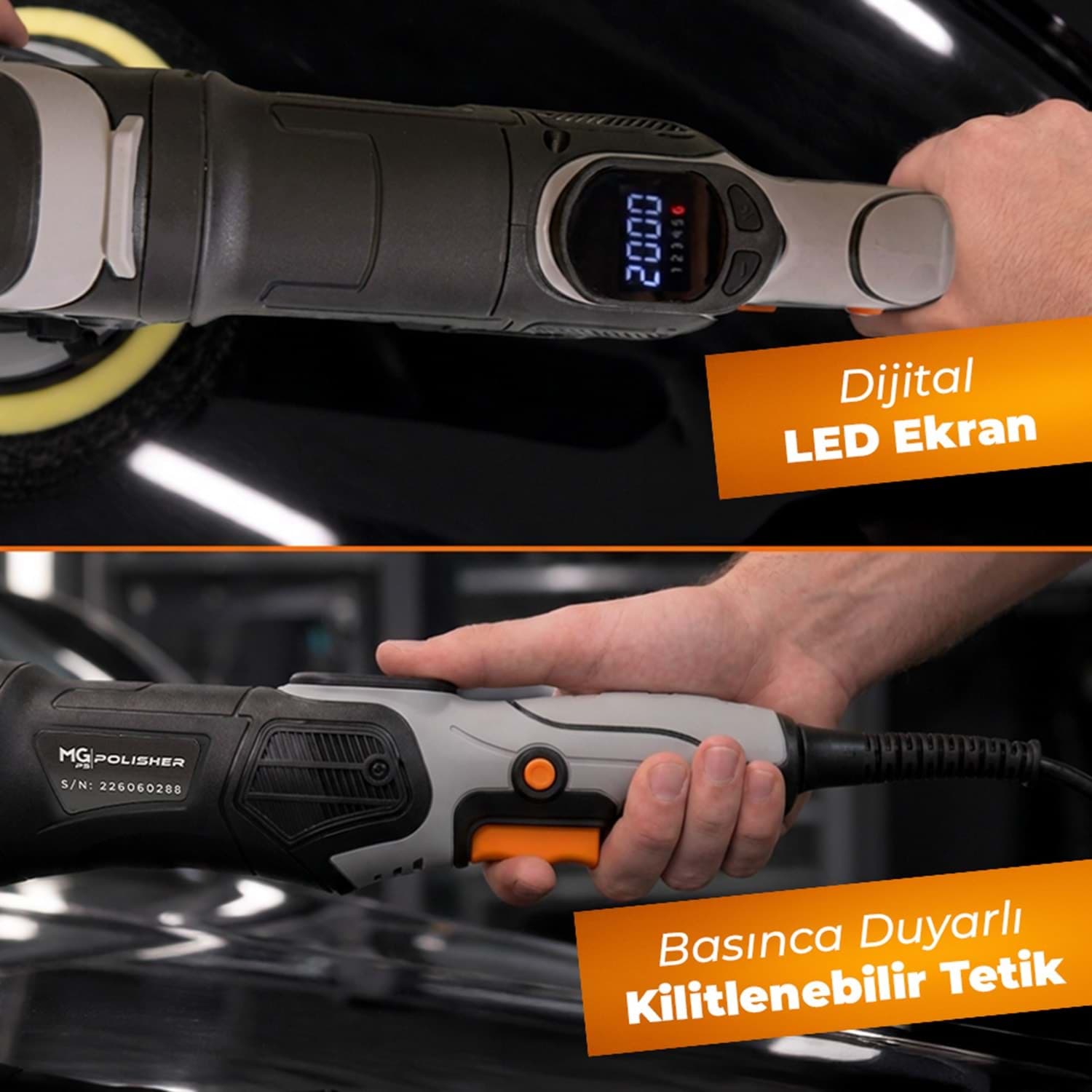 MG PS RPV002 Yüksek Torklu Rotary Polisaj Makinesi 1200W | Dijital LED Ekran Profesyonel Pasta Cila - Görsel 5