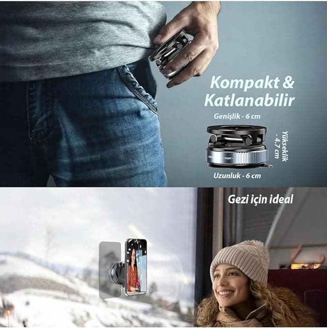 Autoshift Kablosuz Araç İçi Cep Telefonu Tutucu Araç içi Süper Güçlü Vakumlu Manyetik Telefon Tutucu - Görsel 4