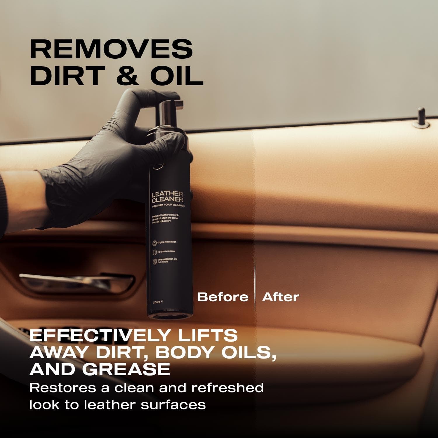 Nasiol Leather Cleaner Araç, Ev, Ofis, Deri Yüzeyler için Premium Köpük Temizleyici Deri Bakımı 250gr - Görsel 3
