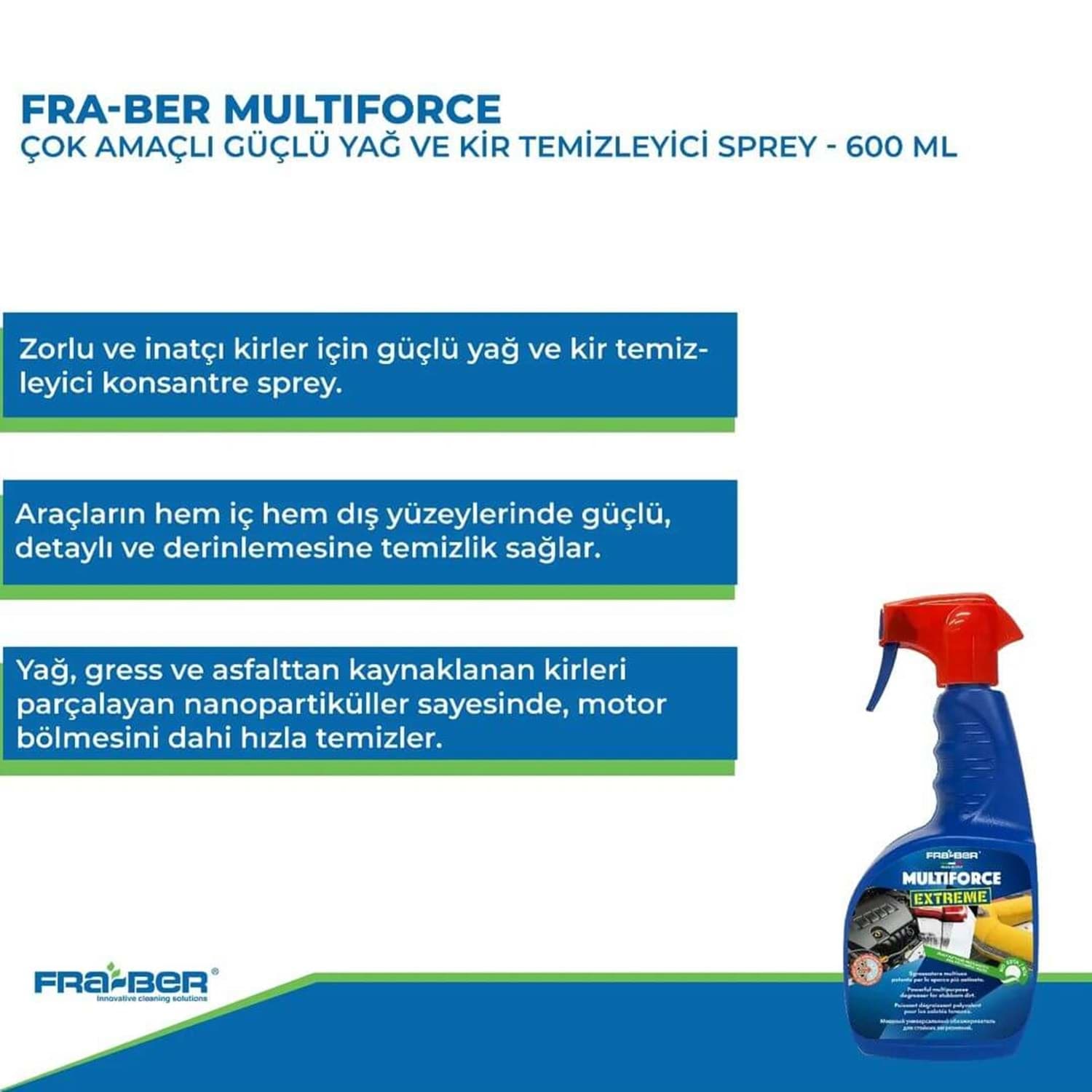 FRA-BER MULTIFORCE Çok Amaçlı Güçlü Yağ Ve Kir Temizleyici Sprey- 650 Ml - Görsel 3