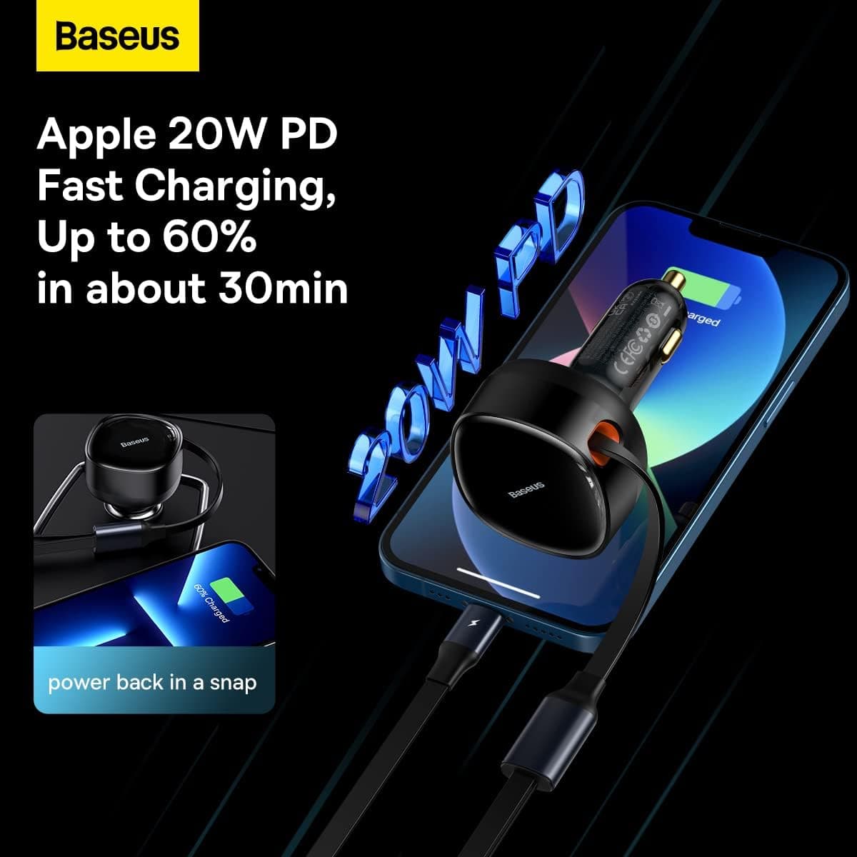 Baseus Enjoyment 2'si 1 arada Araç Şarjı C+L 30W - Görsel 5