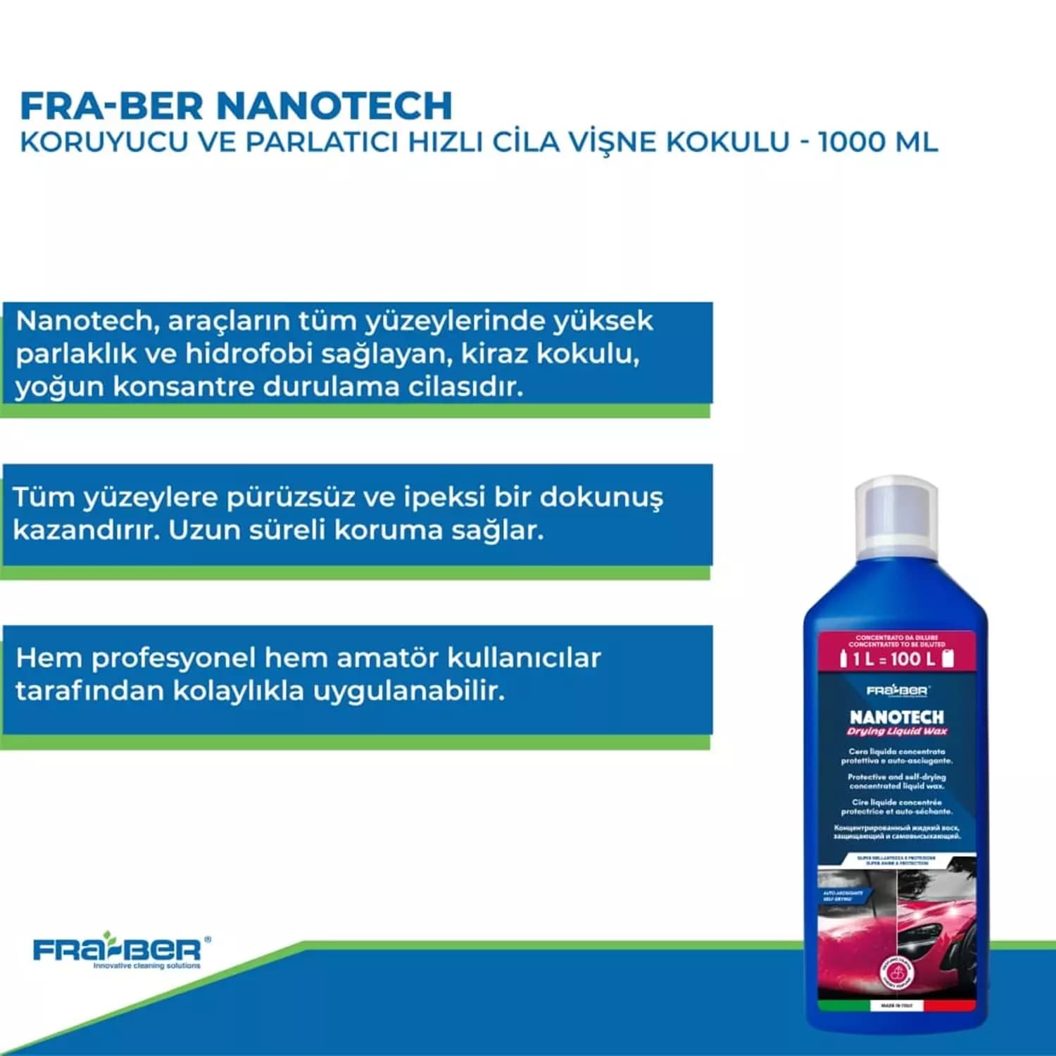 FRA-BER Nanotech Hızlı Cila Vişne Kokulu ( 1:100 Konsantre) - 1lt - Görsel 2