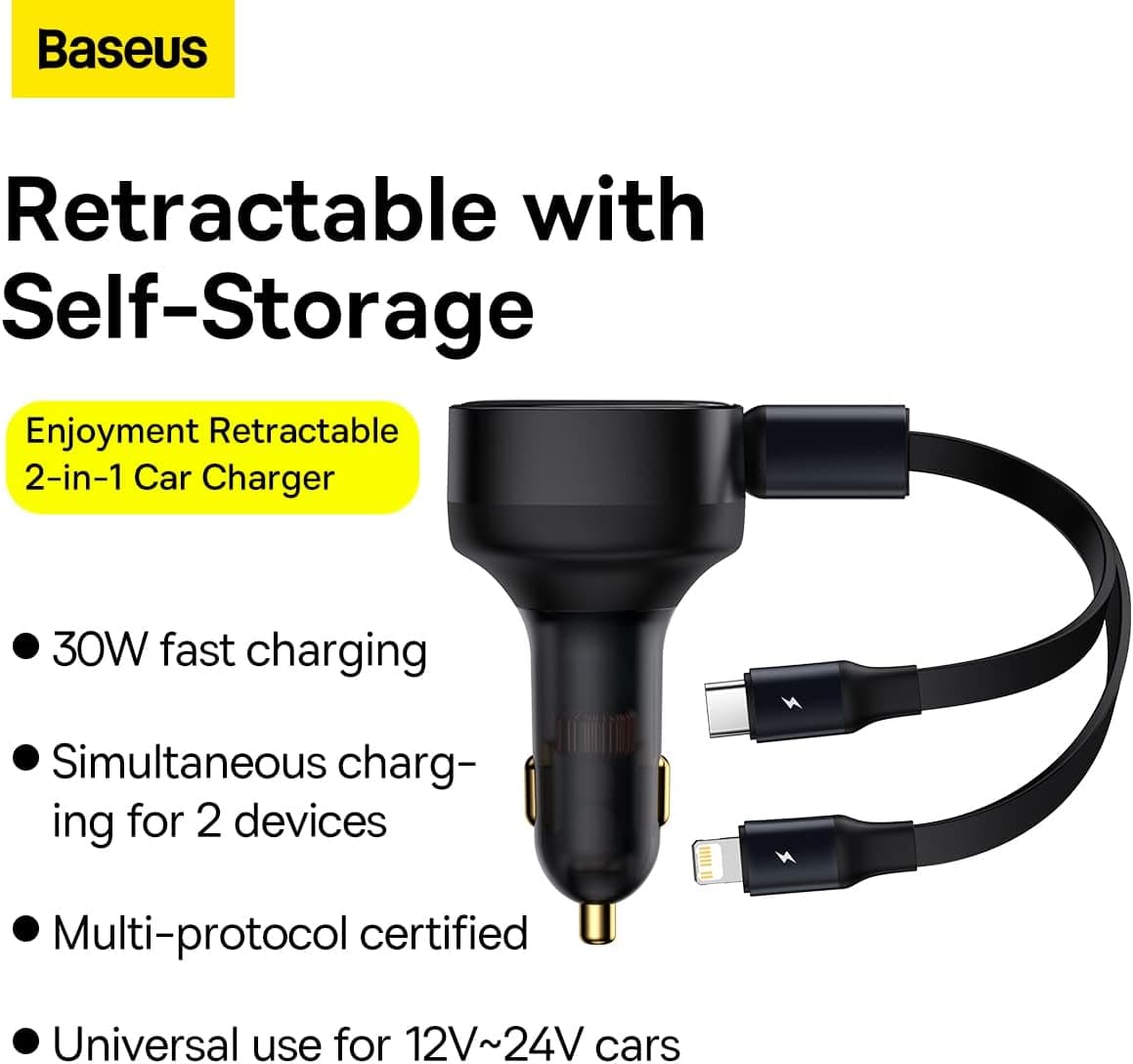 Baseus Enjoyment 2'si 1 arada Araç Şarjı C+L 30W - Görsel 2
